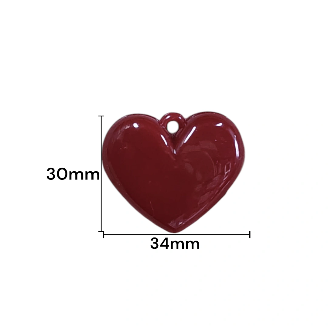 DIJE CORAZON ACRILICO VINOTINTO 30X34MM