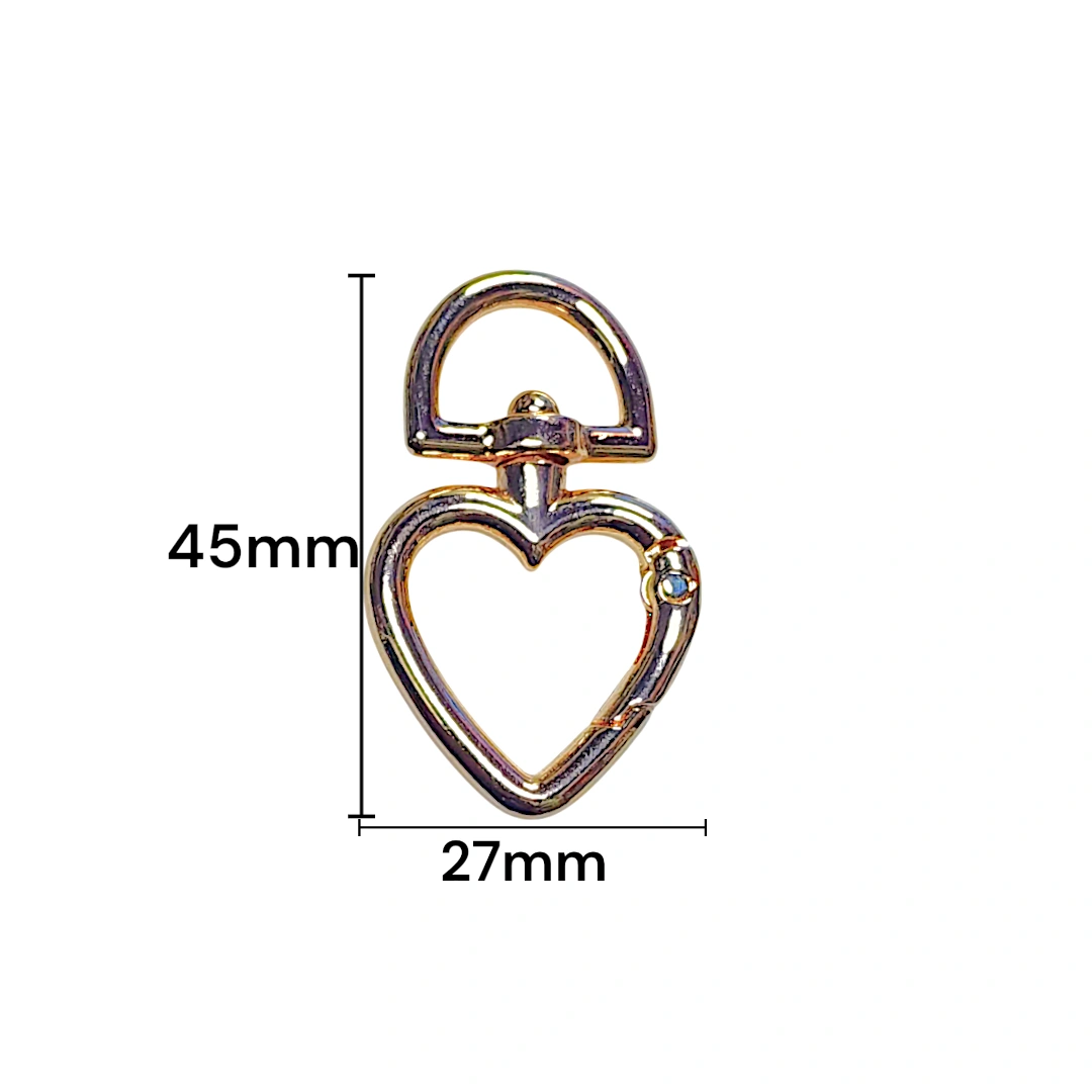 HERRAJE MOSQUETON CORAZON DORADO 25MM
