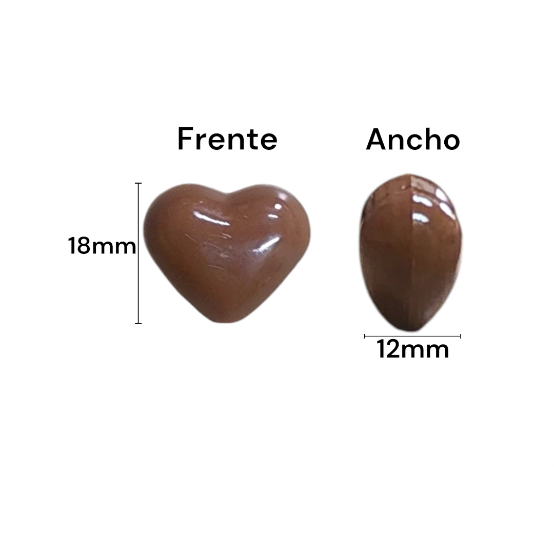 ACRILICO CORAZON PASANTE 18X12MM CAFE CHOCOLATE
