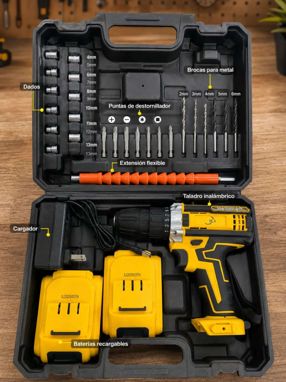 🔥🛠️ TALADRO INALÁMBRICO RECARGABLE 🔋
