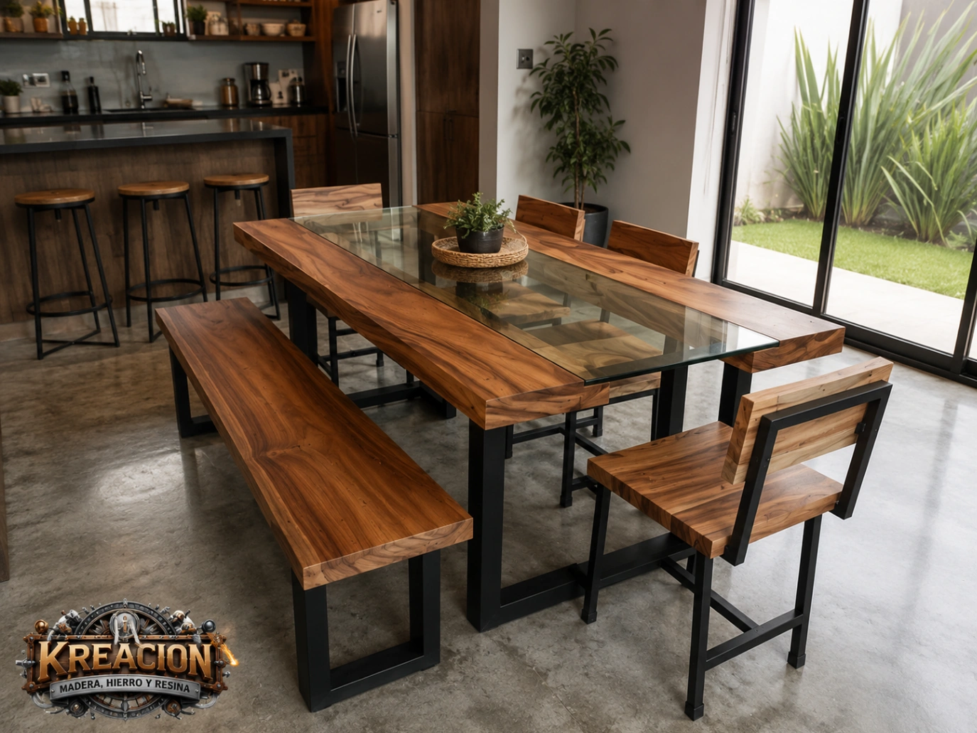 Juego de comedor artesanal de 6 puestos C01