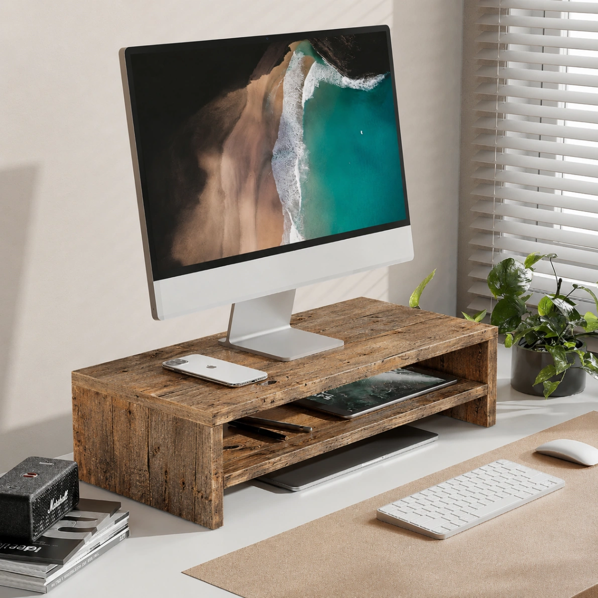 Soporte para Monitor Rústico de Madera
