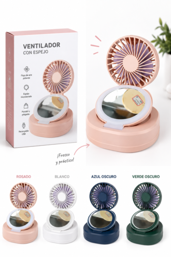 Ventilador con espejo led