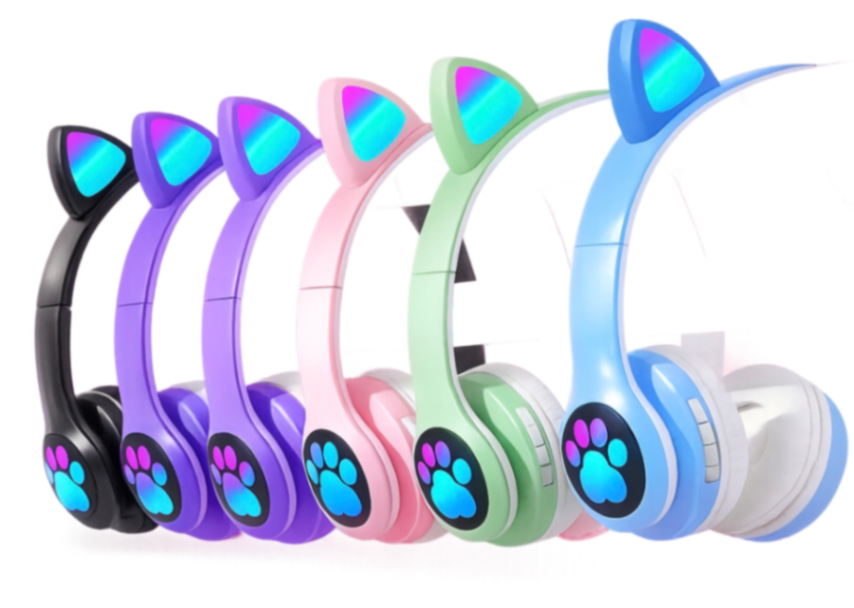 Audífonos Bluetooth Gatito con Luces LED