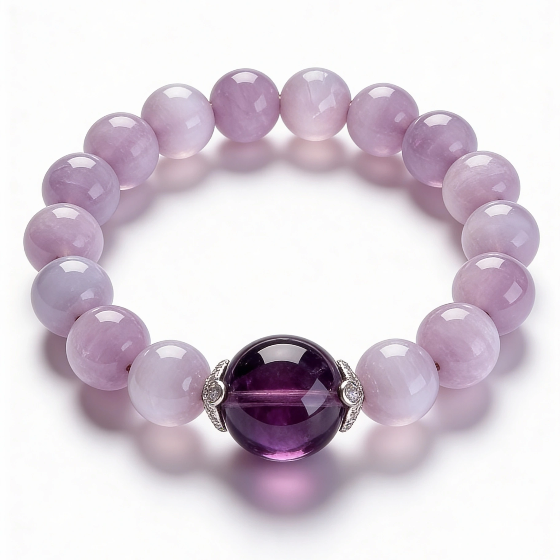 pulsera de amatista y kuncita-– Energía suave y equilibrio emocional