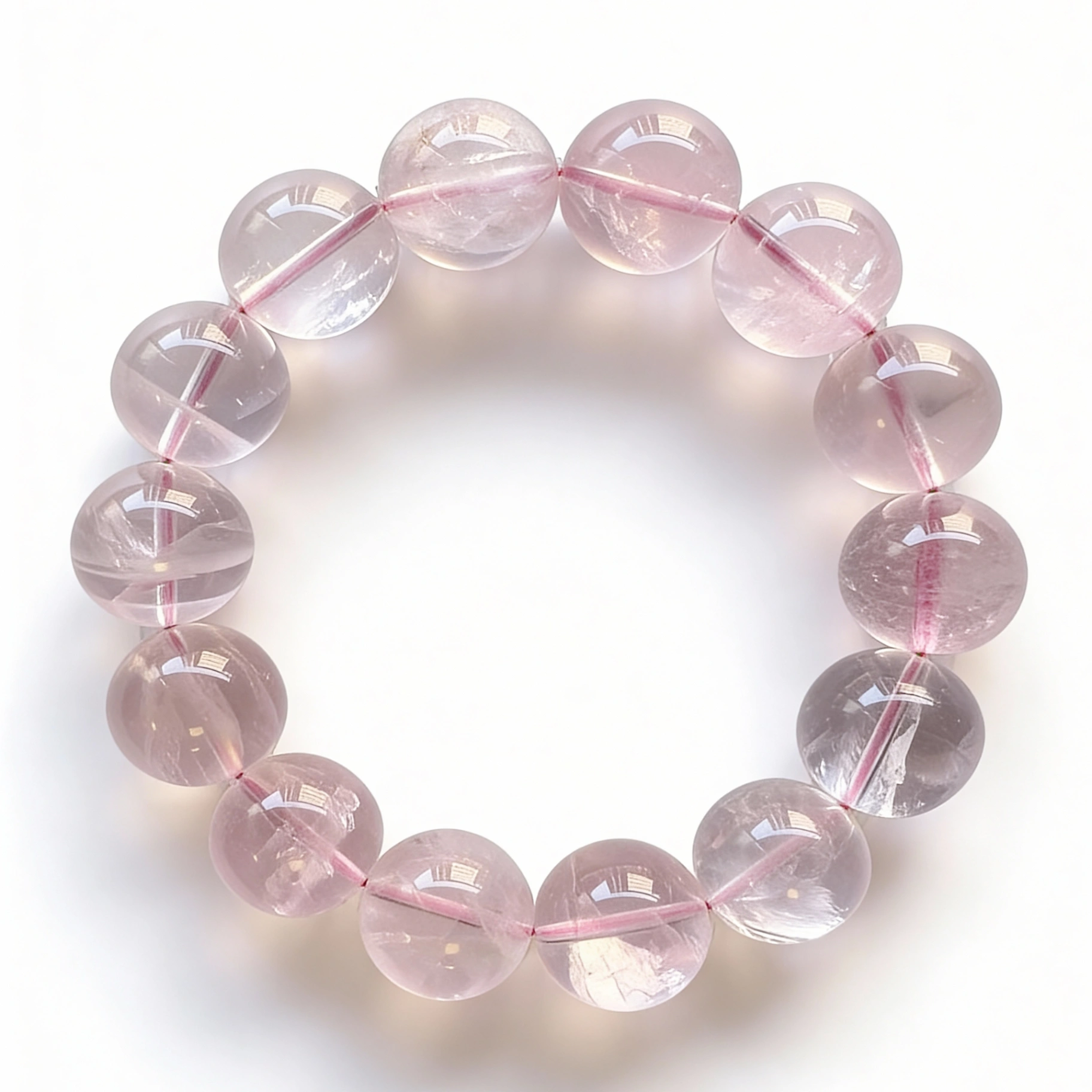 Pulsera de cuarzo rosa de alta transparencia