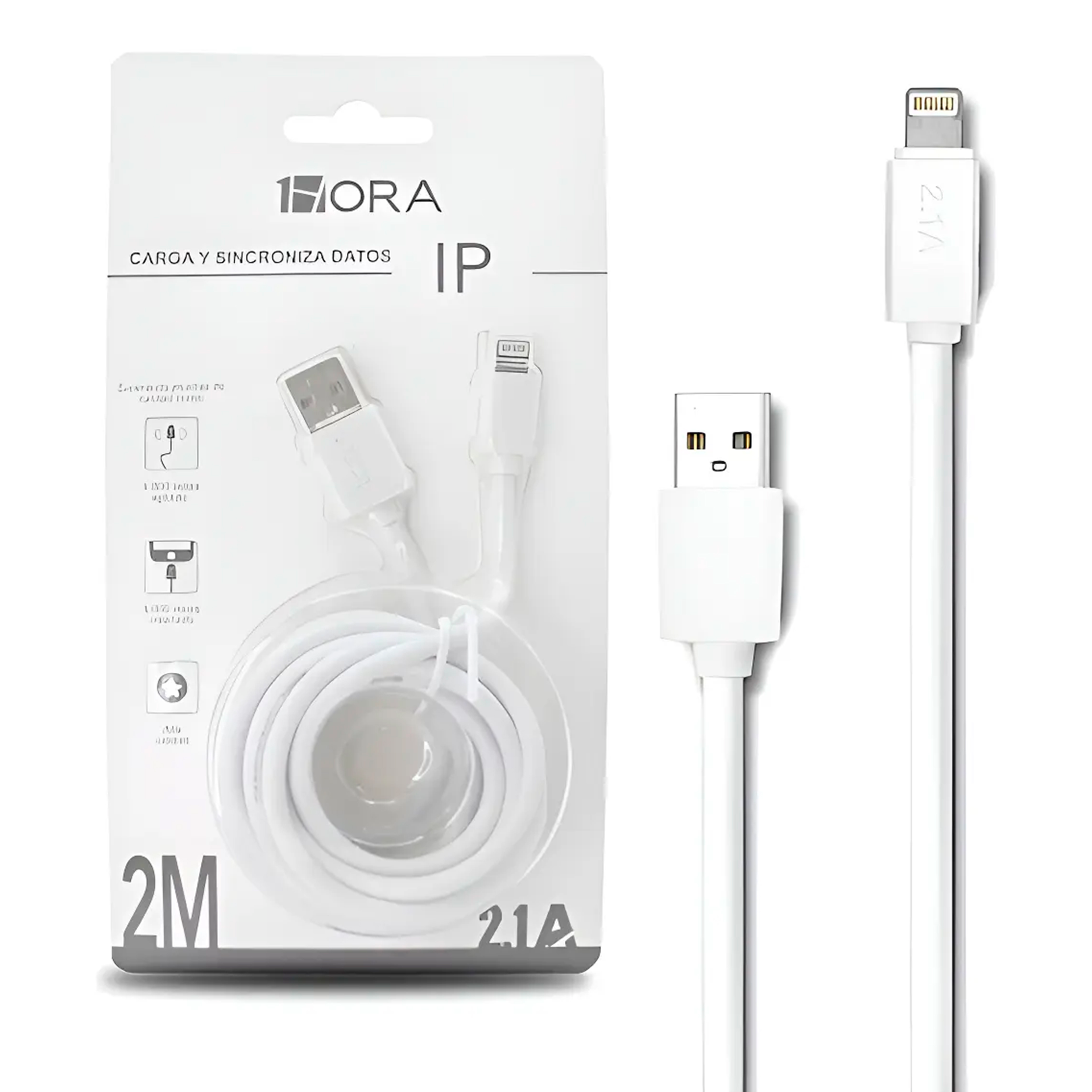 CABLE USB IP 2.1A DE 2 M