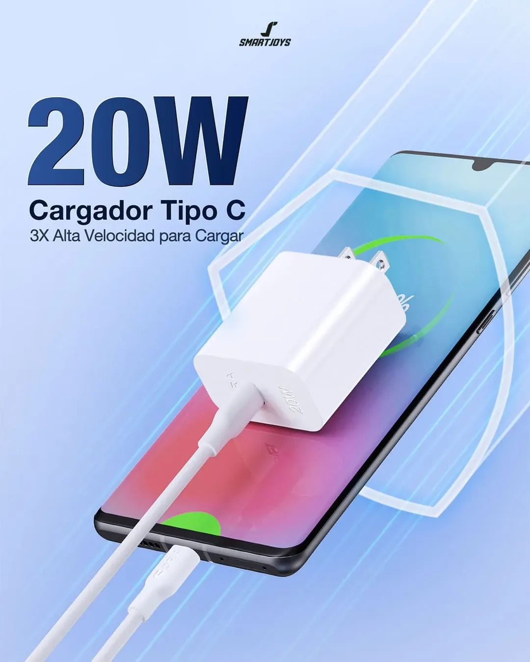 TURBOCARGADOR RÁPIDO 20W + CABLE (IPHONE Y ANDROID)