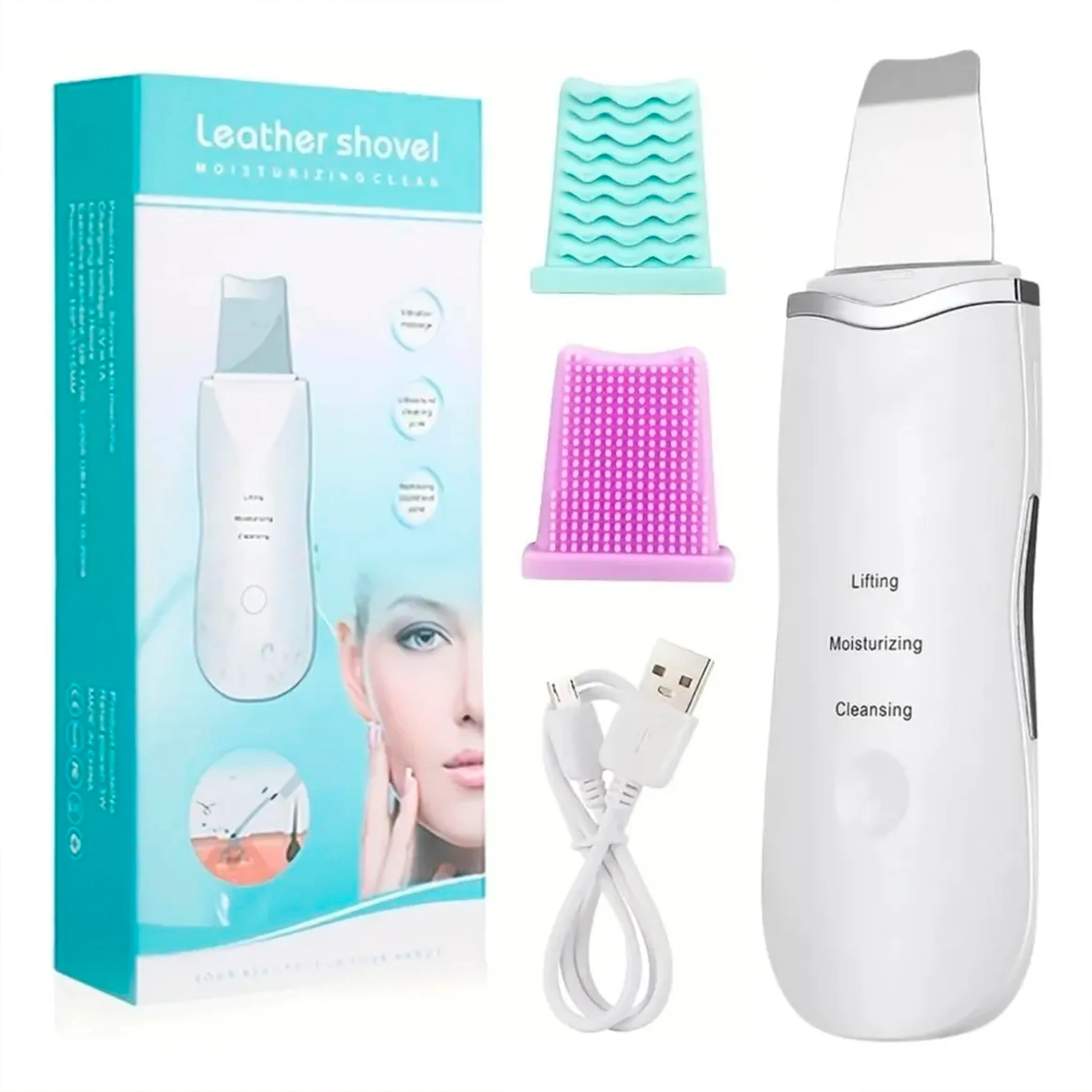 LIMPIADOR ULTRASÓNICO HIDRATA EXFOLIANTE FACIAL CON ESPÁTULA