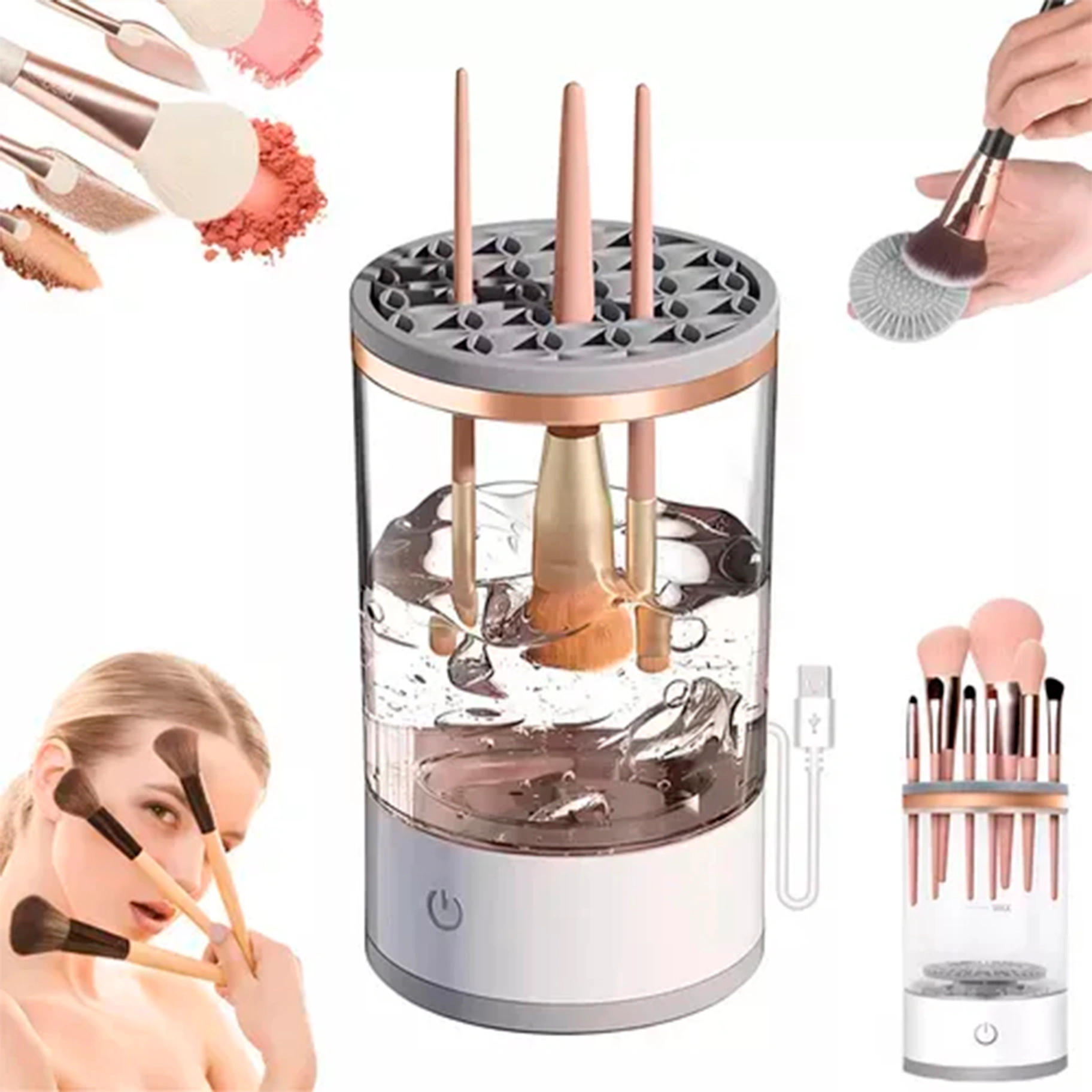 LAVADORA Y SECADOR DE BROCHAS PARA MAQUILLAJE